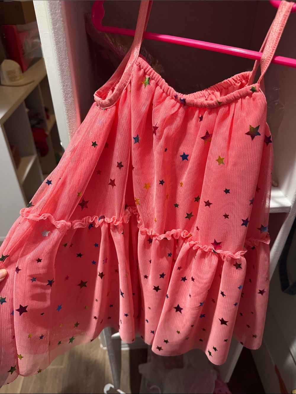 Cat & Jack Coral Pink Star-Print Tiered Skirt